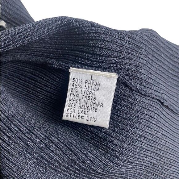 Cache L black vintage cardigan sweater W / black White fringe trims zips - Picture 5 of 6